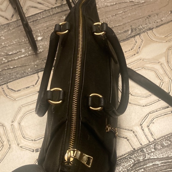 Coach Polished Black Leather  Elise Satchel with Gold Accents - Picture 6 of 16